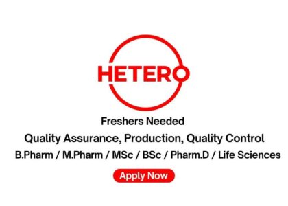 Hetero Hiring Freshers for QA, QC, Production